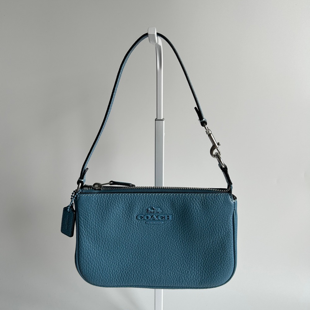 Coach Nolita 19 Pacific Blue Pebble Leather Shoulder Bag CC062